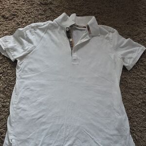 Burberry White Polo Shirt with Signature Check Trim
